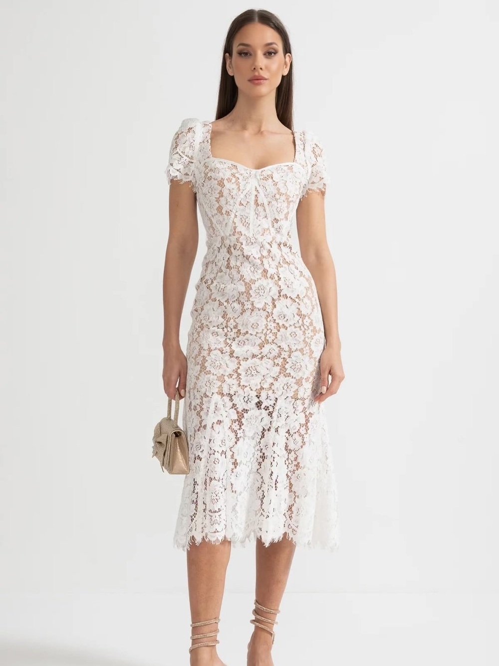 Sierra Darien Short Sleeved Lace Dress - White Size Women’s Small NWT